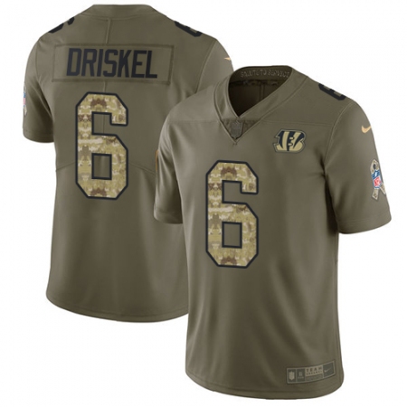 Youth Nike Cincinnati Bengals #6 Jeff Driskel Limited Olive/Camo 2017 Salute to Service NFL Jersey