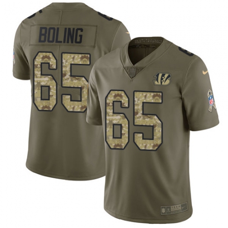 Youth Nike Cincinnati Bengals #65 Clint Boling Limited Olive/Camo 2017 Salute to Service NFL Jersey