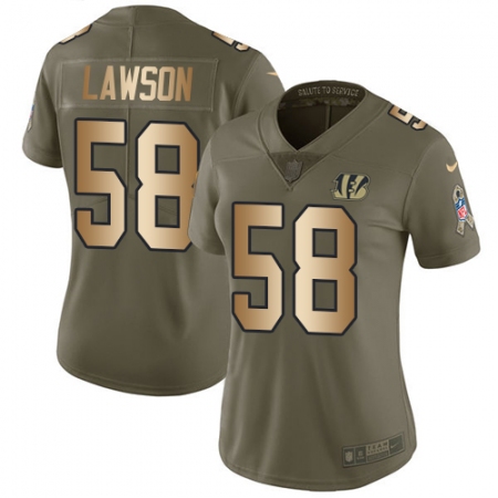 Women's Nike Cincinnati Bengals #58 Carl Lawson Limited Olive/Gold 2017 Salute to Service NFL Jersey