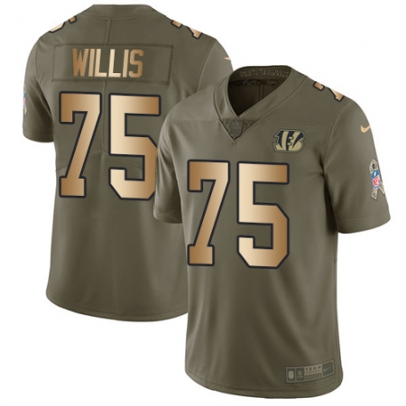 Men's Nike Cincinnati Bengals #75 Jordan Willis Limited Olive/Gold 2017 Salute to Service NFL Jersey