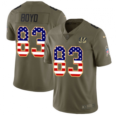 Youth Nike Cincinnati Bengals #83 Tyler Boyd Limited Olive/USA Flag 2017 Salute to Service NFL Jersey