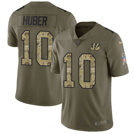 Youth Nike Cincinnati Bengals #10 Kevin Huber Limited Olive/Camo 2017 Salute to Service NFL Jersey