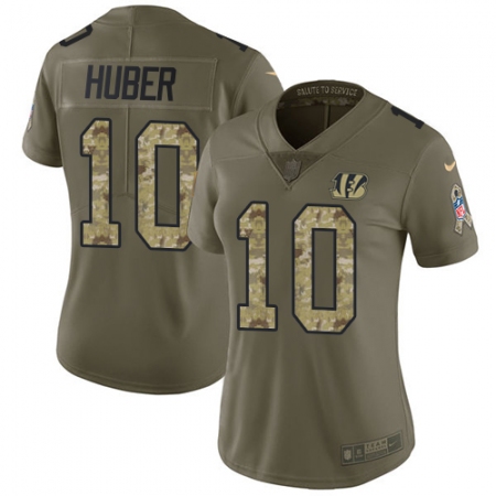 Women's Nike Cincinnati Bengals #10 Kevin Huber Limited Olive/Camo 2017 Salute to Service NFL Jersey