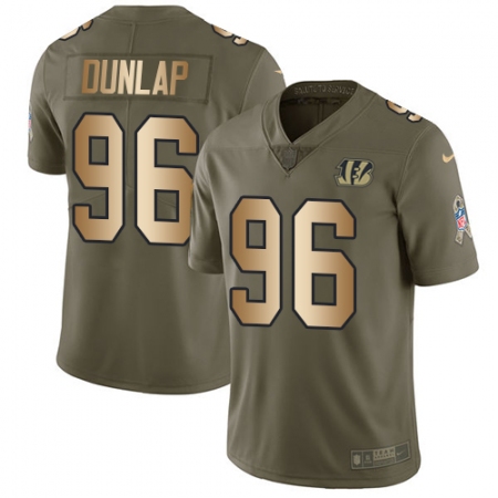 Youth Nike Cincinnati Bengals #96 Carlos Dunlap Limited Olive/Gold 2017 Salute to Service NFL Jersey