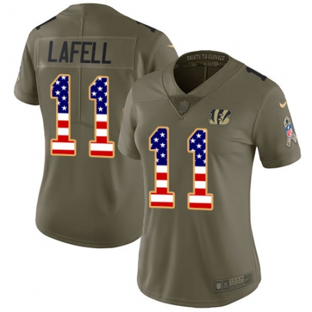 Women's Nike Cincinnati Bengals #11 Brandon LaFell Limited Olive/USA Flag 2017 Salute to Service NFL Jersey