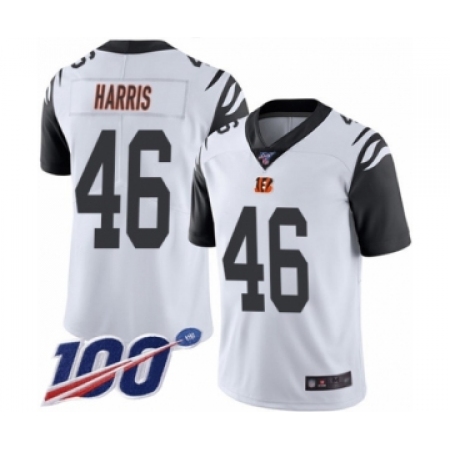 Men's Cincinnati Bengals #46 Clark Harris Limited White Rush Vapor Untouchable 100th Season Football Jersey