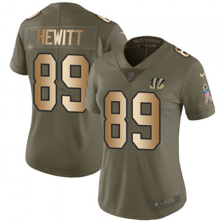 Women's Nike Cincinnati Bengals #89 Ryan Hewitt Limited Olive/Gold 2017 Salute to Service NFL Jersey