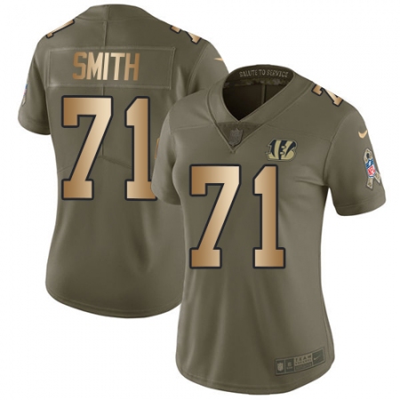 Women's Nike Cincinnati Bengals #71 Andre Smith Limited Olive/Gold 2017 Salute to Service NFL Jersey