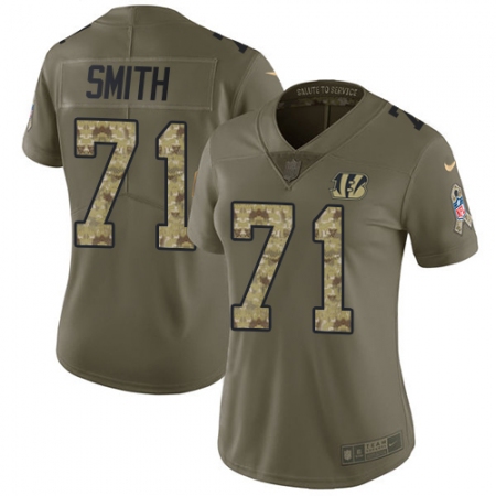 Women's Nike Cincinnati Bengals #71 Andre Smith Limited Olive/Camo 2017 Salute to Service NFL Jersey
