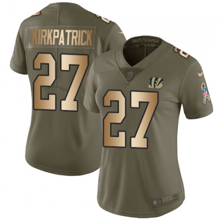 Women's Nike Cincinnati Bengals #27 Dre Kirkpatrick Limited Olive/Gold 2017 Salute to Service NFL Jersey