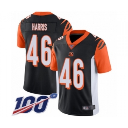 Men's Cincinnati Bengals #46 Clark Harris Black Team Color Vapor Untouchable Limited Player 100th Season Football Jersey