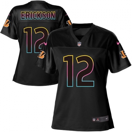 Women's Nike Cincinnati Bengals #12 Alex Erickson Game Black Fashion NFL Jersey