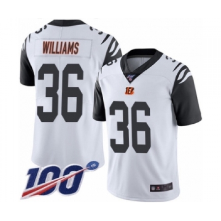 Men's Cincinnati Bengals #36 Shawn Williams Limited White Rush Vapor Untouchable 100th Season Football Jersey