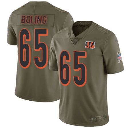 Men's Nike Cincinnati Bengals #65 Clint Boling Limited Olive 2017 Salute to Service NFL Jersey