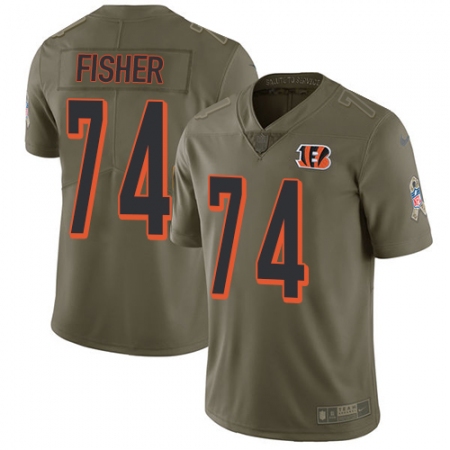 Youth Nike Cincinnati Bengals #74 Jake Fisher Limited Olive 2017 Salute to Service NFL Jersey