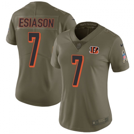 Women's Nike Cincinnati Bengals #7 Boomer Esiason Limited Olive 2017 Salute to Service NFL Jersey