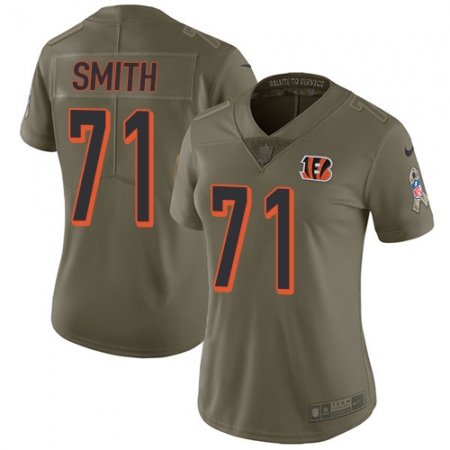 Women's Nike Cincinnati Bengals #71 Andre Smith Limited Olive 2017 Salute to Service NFL Jersey