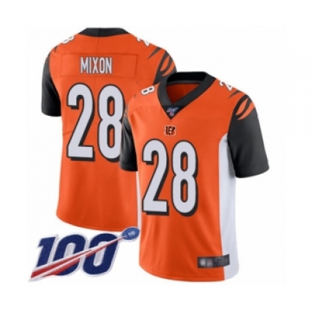 Men's Cincinnati Bengals #28 Joe Mixon Orange Alternate Vapor Untouchable Limited Player 100th Season Football Jersey