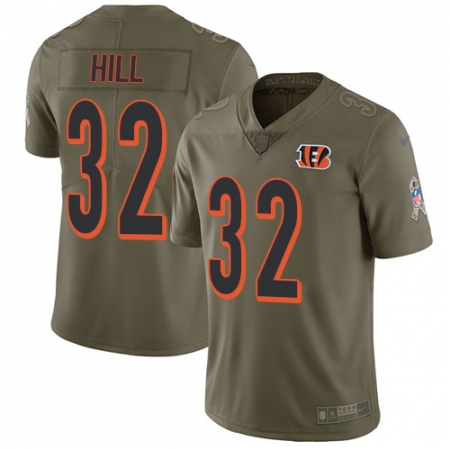 Youth Nike Cincinnati Bengals #32 Jeremy Hill Limited Olive 2017 Salute to Service NFL Jersey