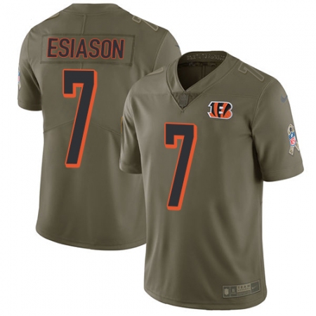 Youth Nike Cincinnati Bengals #7 Boomer Esiason Limited Olive 2017 Salute to Service NFL Jersey