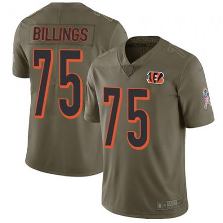 Men's Nike Cincinnati Bengals #75 Andrew Billings Limited Olive 2017 Salute to Service NFL Jersey