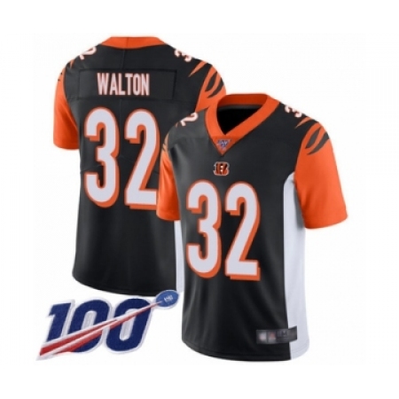 Men's Cincinnati Bengals #32 Mark Walton Black Team Color Vapor Untouchable Limited Player 100th Season Football Jersey
