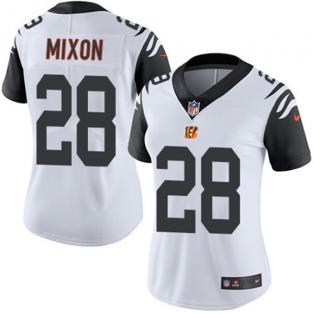 Women's Nike Cincinnati Bengals #28 Joe Mixon Limited White Rush Vapor Untouchable NFL Jersey