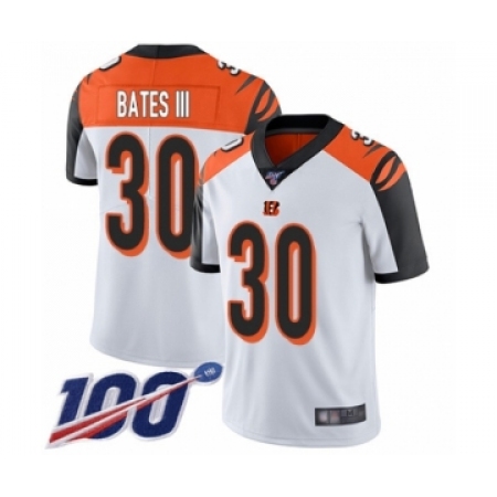 Men's Cincinnati Bengals #30 Jessie Bates III White Vapor Untouchable Limited Player 100th Season Football Jersey