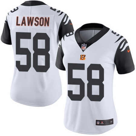Women's Nike Cincinnati Bengals #58 Carl Lawson Limited White Rush Vapor Untouchable NFL Jersey