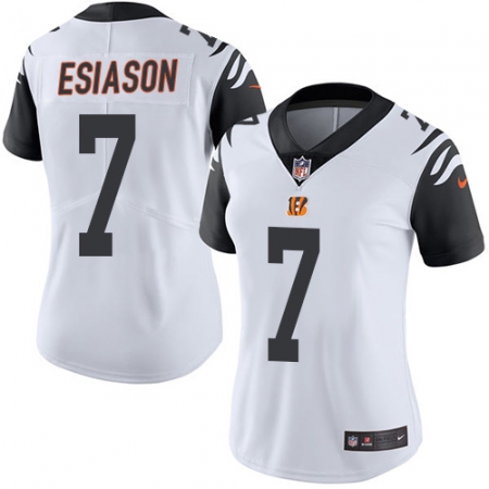 Women's Nike Cincinnati Bengals #7 Boomer Esiason Limited White Rush Vapor Untouchable NFL Jersey