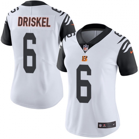 Women's Nike Cincinnati Bengals #6 Jeff Driskel Limited White Rush Vapor Untouchable NFL Jersey