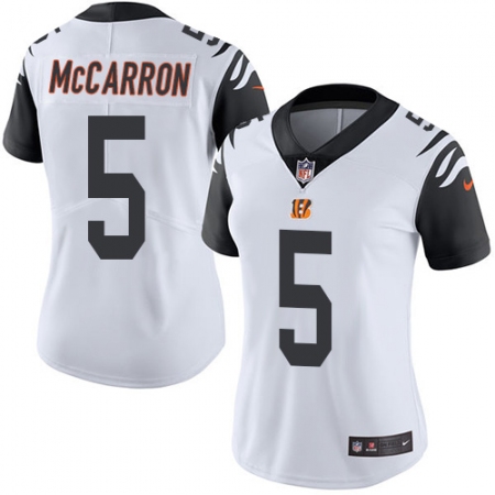 Women's Nike Cincinnati Bengals #5 AJ McCarron Limited White Rush Vapor Untouchable NFL Jersey