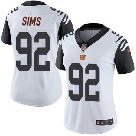 Women's Nike Cincinnati Bengals #92 Pat Sims Limited White Rush Vapor Untouchable NFL Jersey