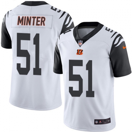 Men's Nike Cincinnati Bengals #51 Kevin Minter Elite White Rush Vapor Untouchable NFL Jersey