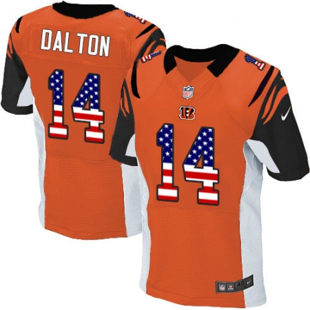 Men's Nike Cincinnati Bengals #14 Andy Dalton Elite Orange Alternate USA Flag Fashion NFL Jersey