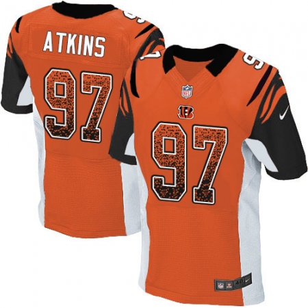 Men's Nike Cincinnati Bengals #97 Geno Atkins Elite Orange Alternate Drift Fashion NFL Jersey