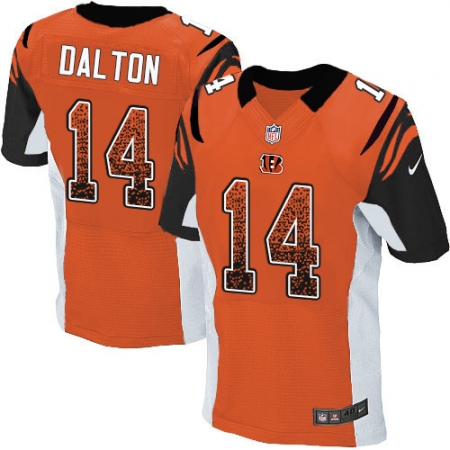 Men's Nike Cincinnati Bengals #14 Andy Dalton Elite Orange Alternate Drift Fashion NFL Jersey