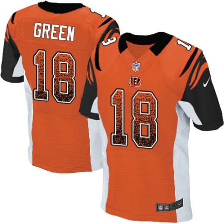 Men's Nike Cincinnati Bengals #18 A.J. Green Elite Orange Alternate Drift Fashion NFL Jersey
