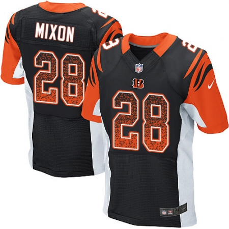 Men's Nike Cincinnati Bengals #28 Joe Mixon Elite Black Home Drift Fashion NFL Jersey