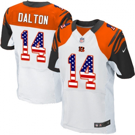 Men's Nike Cincinnati Bengals #14 Andy Dalton Elite White Road USA Flag Fashion NFL Jersey