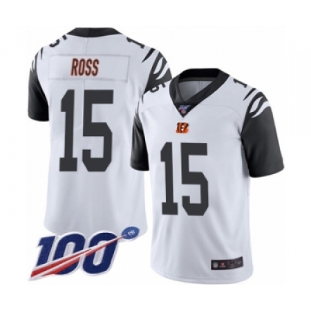 Men's Cincinnati Bengals #15 John Ross Limited White Rush Vapor Untouchable 100th Season Football Jersey