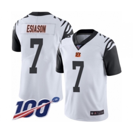 Men's Cincinnati Bengals #7 Boomer Esiason Limited White Rush Vapor Untouchable 100th Season Football Jersey