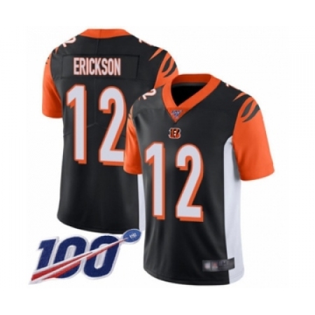Men's Cincinnati Bengals #12 Alex Erickson Black Team Color Vapor Untouchable Limited Player 100th Season Football Jersey