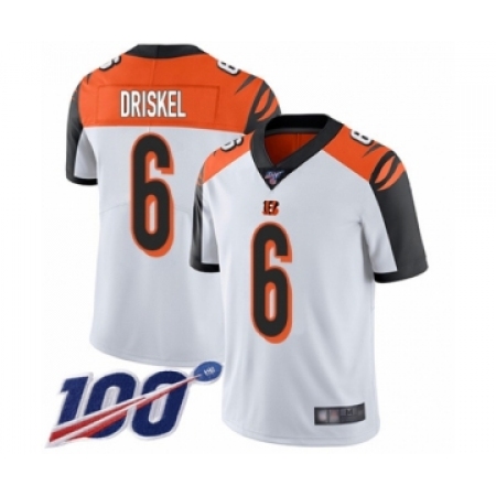 Men's Cincinnati Bengals #6 Jeff Driskel White Vapor Untouchable Limited Player 100th Season Football Jersey