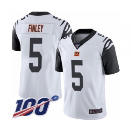Men's Cincinnati Bengals #5 Ryan Finley Limited White Rush Vapor Untouchable 100th Season Football Jersey