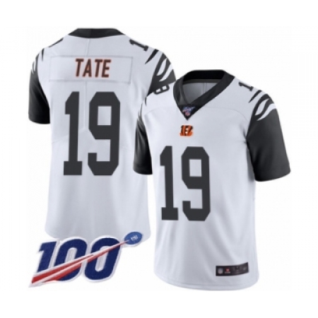Men's Cincinnati Bengals #19 Auden Tate Limited White Rush Vapor Untouchable 100th Season Football Jersey