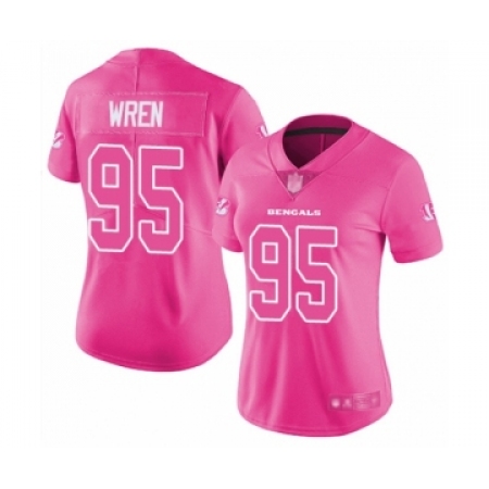 Women's Cincinnati Bengals #95 Renell Wren Limited Pink Rush Fashion Football Jersey