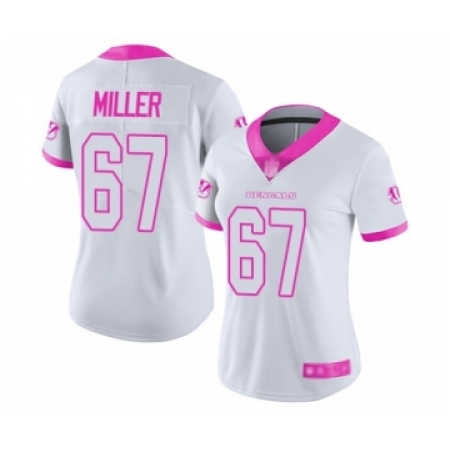 Women's Cincinnati Bengals #67 John Miller Limited White Pink Rush Fashion Football Jersey