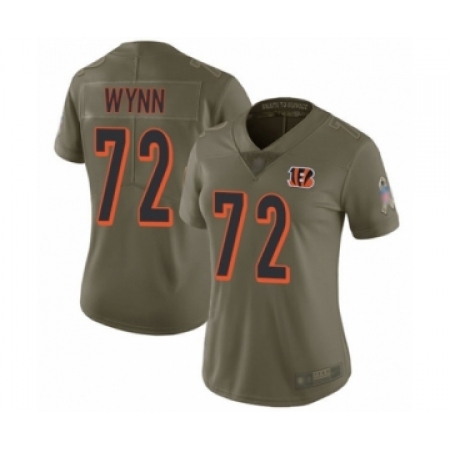 Women's Cincinnati Bengals #72 Kerry Wynn Limited Olive 2017 Salute to Service Football Jersey