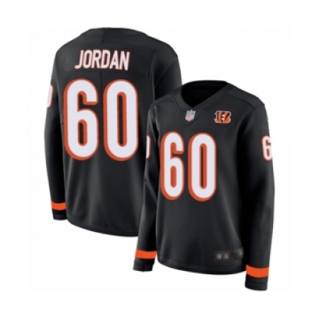 Women's Cincinnati Bengals #60 Michael Jordan Limited Black Therma Long Sleeve Football Jersey